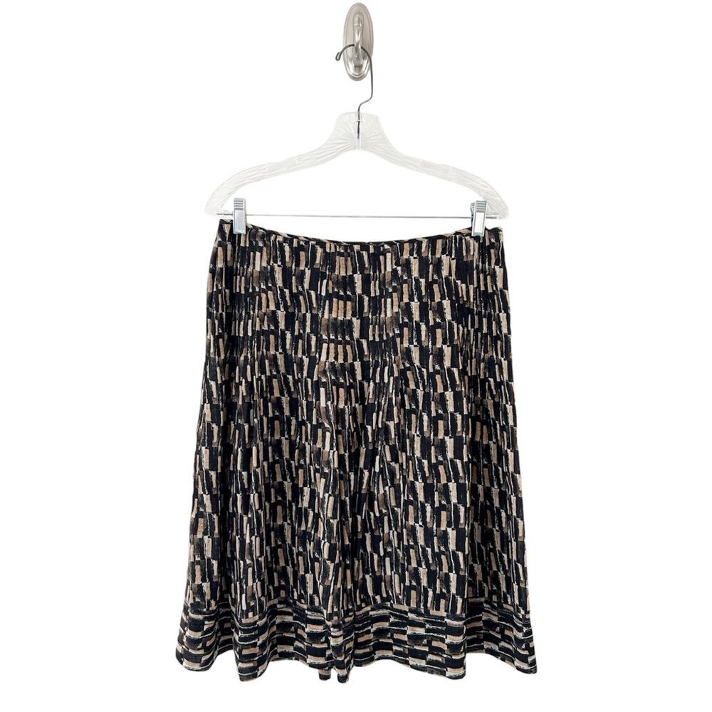 Jones New York Women’s Black Tan Silk Cotton Blend Patterned Skirt Size 10